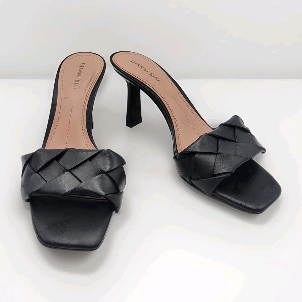 GIANNI BINI 8.5 M Alonia Slip On Sandals Leather Black Made In Brazil Heels